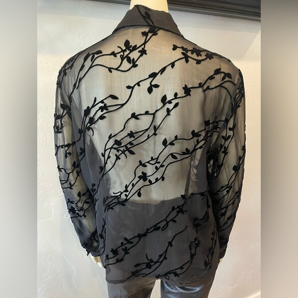 Women’s Y2K express Il velvet burnout button up blouse size M - Picture 2 of 7